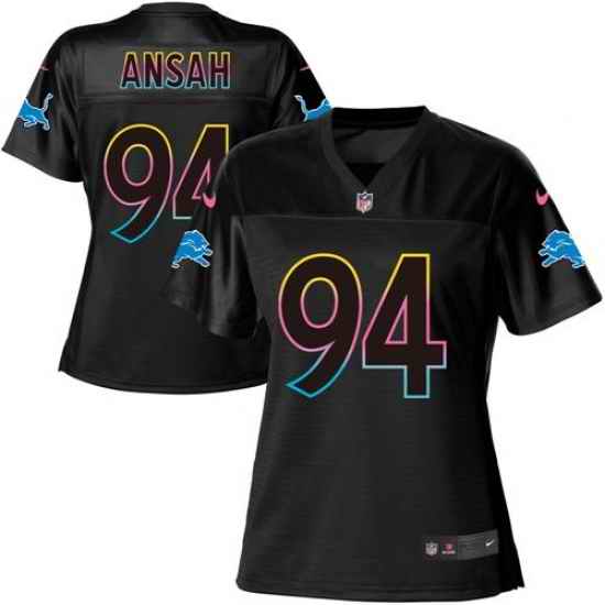 Nike Lions #94 Ziggy Ansah Black Womens NFL Fashion Game Jersey